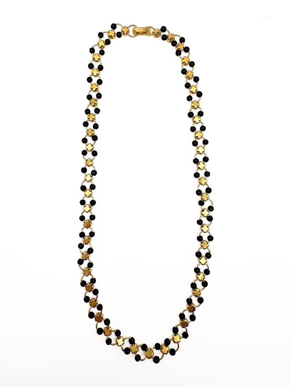 Vintage 1980s Black Bead and Rhinestone Choker Necklace - Picture 6 of 6